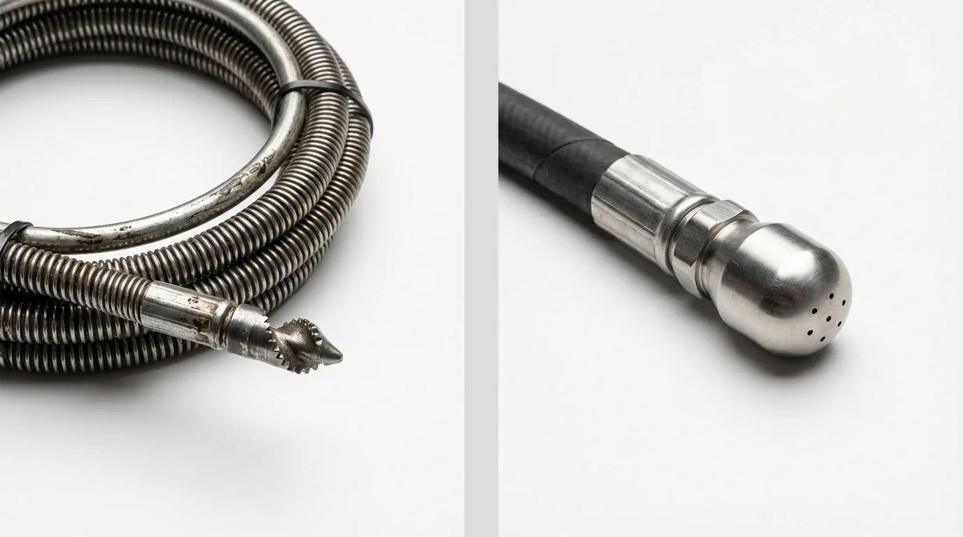 Drain snake cable and hydro jetting nozzle used for drain cleaning in Port Gibson, MS