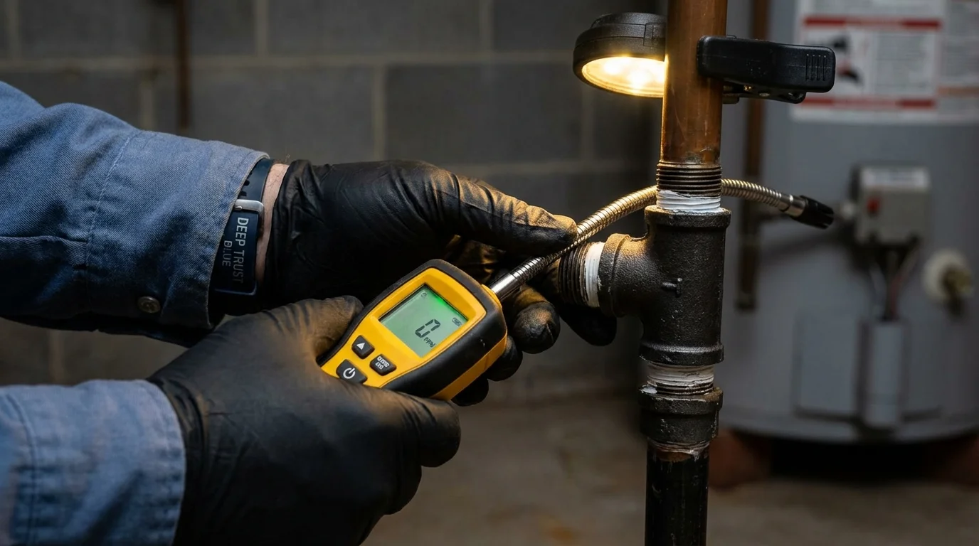 Gas leak detection with electronic sniffer by Johns Plumbing LLC in Port Gibson