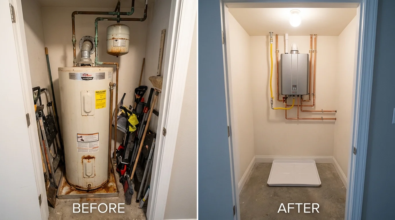 Tank water heater versus wall-mounted tankless unit comparison for Port Gibson, MS homeowners