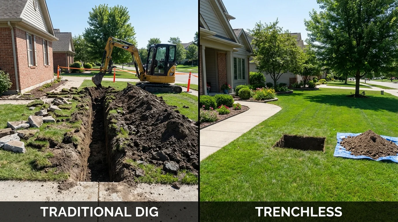 Trenchless sewer repair with minimal yard damage versus traditional excavation in Port Gibson, MS